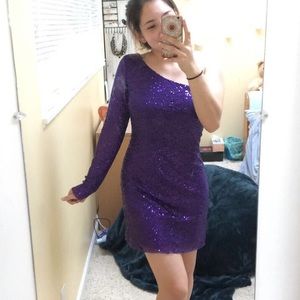 Purple sequin Flirt by Maggie Sottero one sleeve